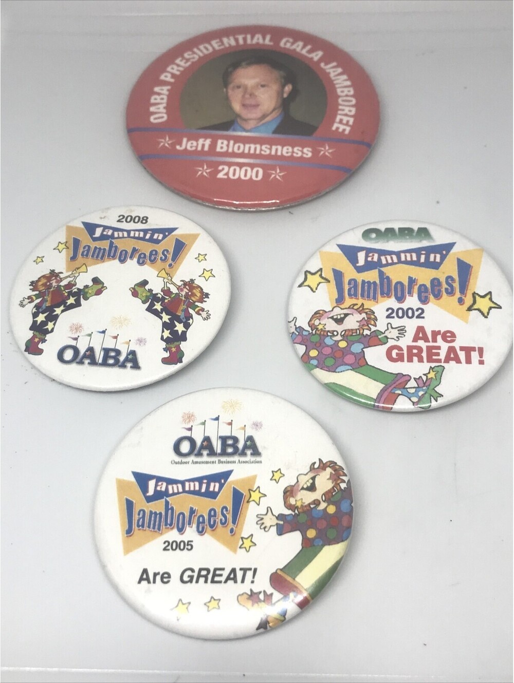 OABA lot Of 4 Outdoor Amusement Business Association Button Jamboree All Star